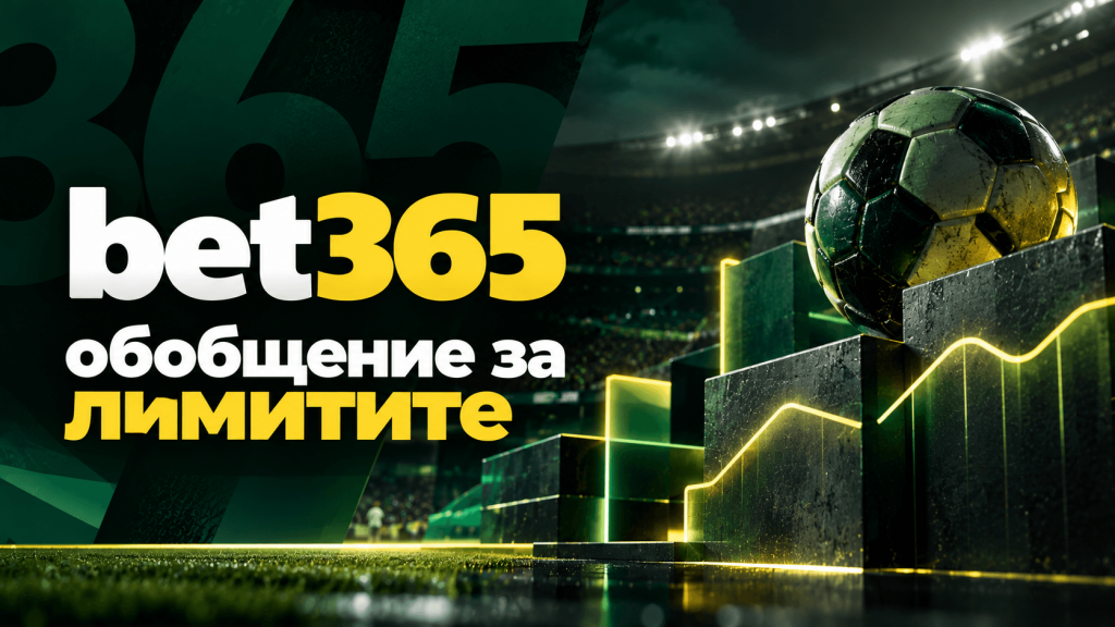 Bet365 obobshtenie limiti | Efbet 365 Bulgarian banner for bet365 showing large white and yellow text, a soccer ball, and neon graph lines in a stadium background.